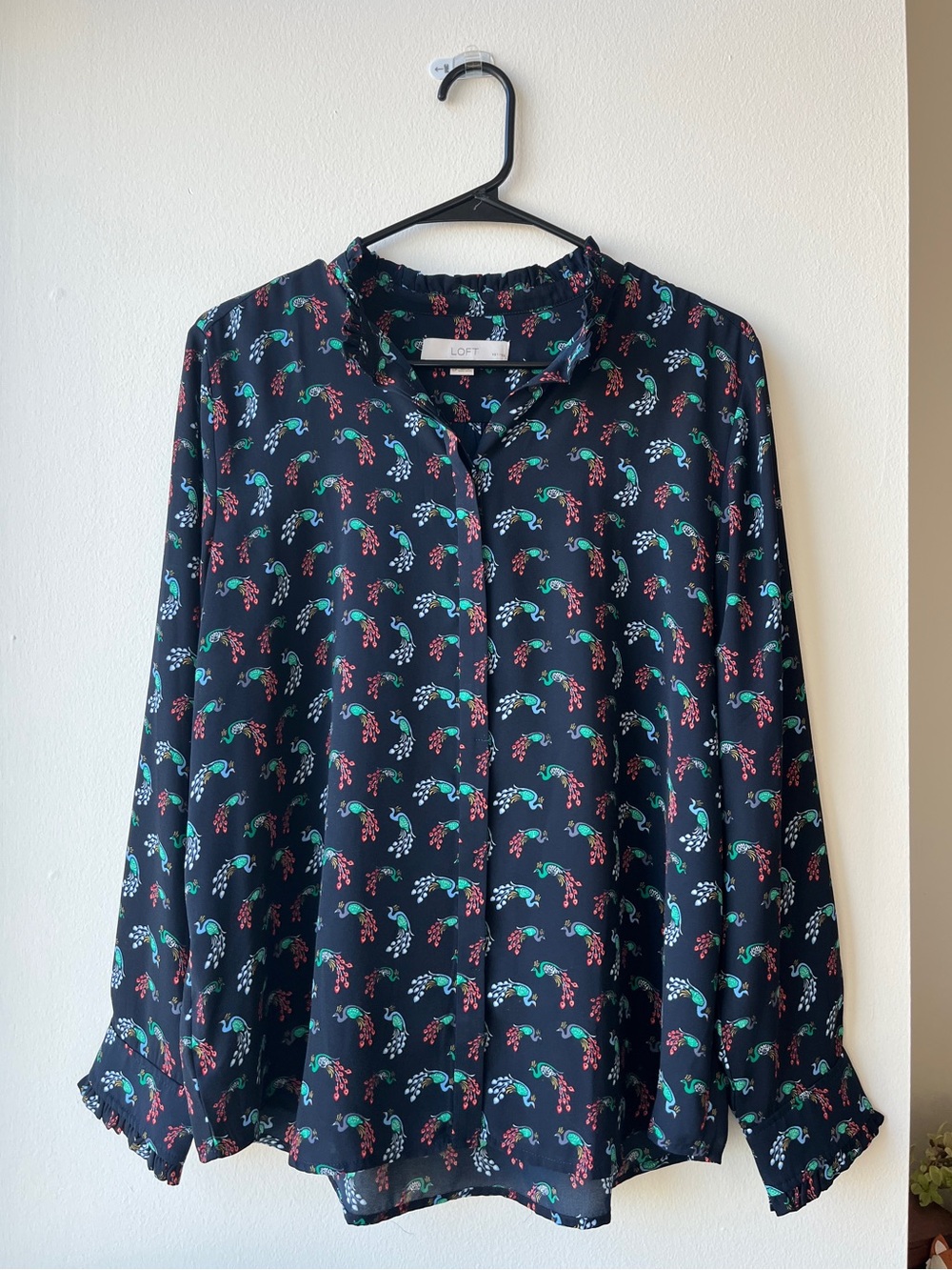 LOFT Navy Peacock Button Down
